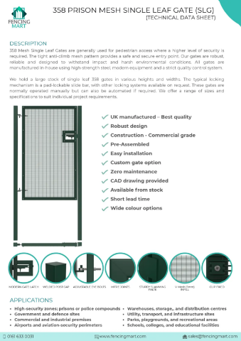 Picture of SLG Prison Mesh Gate - All size Available